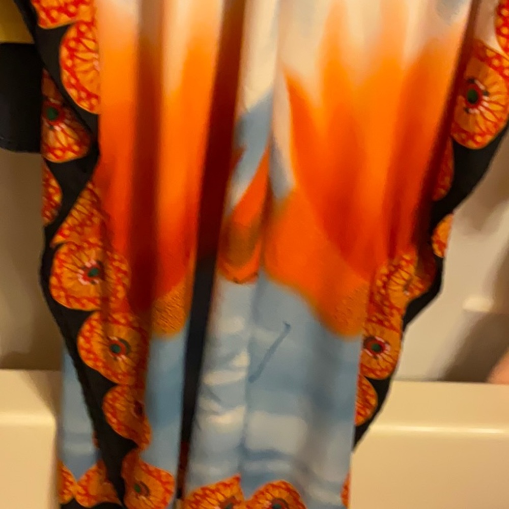 Orange Full Length Polyester Caftan - image 4